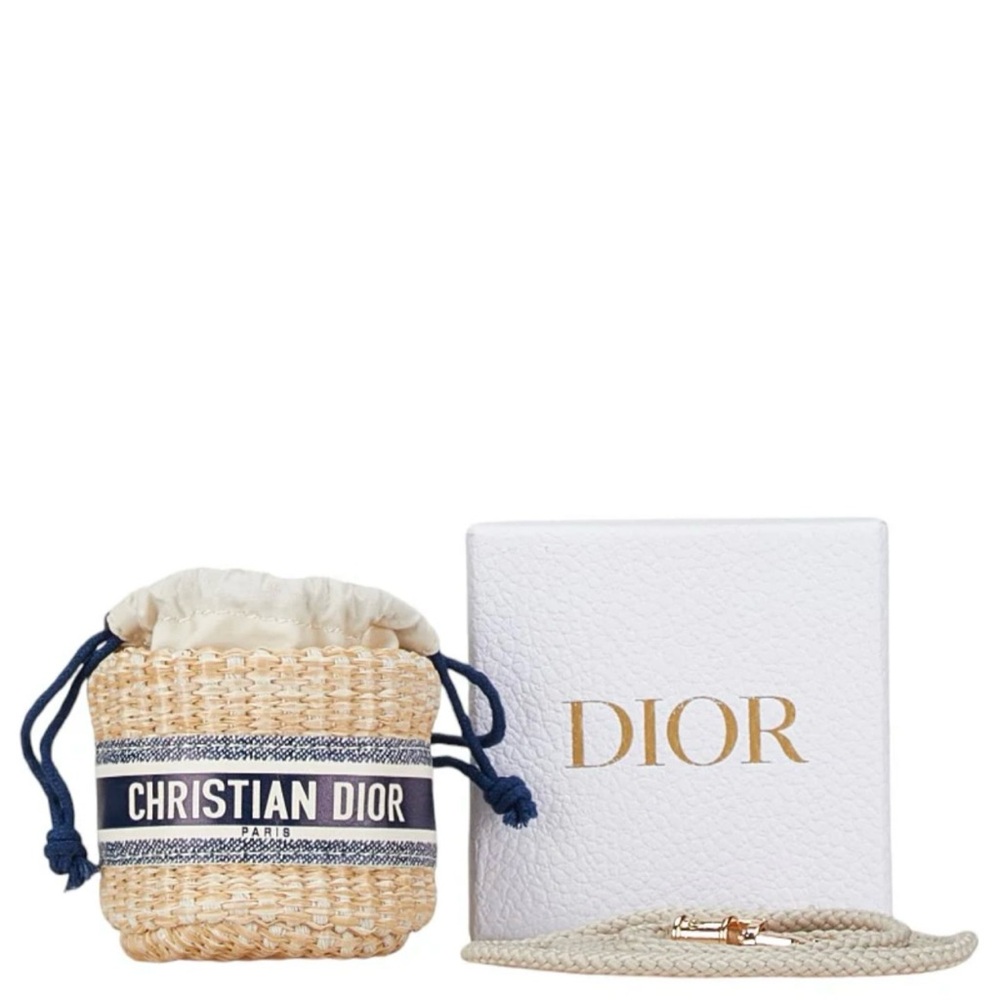 Dior VIP mini straw bucket crossbody pouch